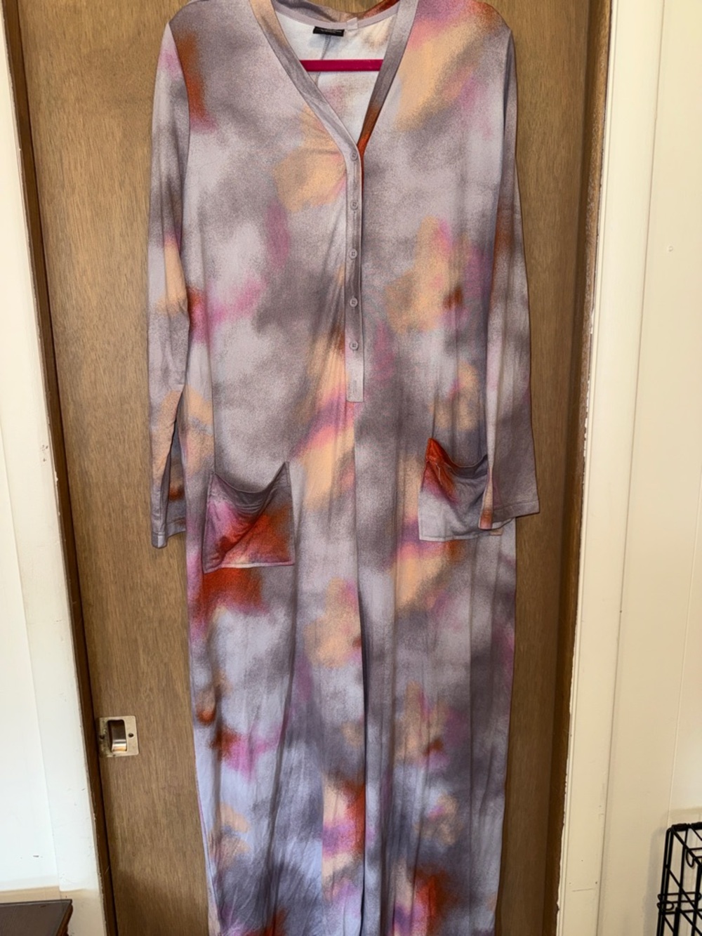 Bumble Bella Tie-Dye Long Sleeve PJ onesie in Lavender, Pink & Orange sz XL